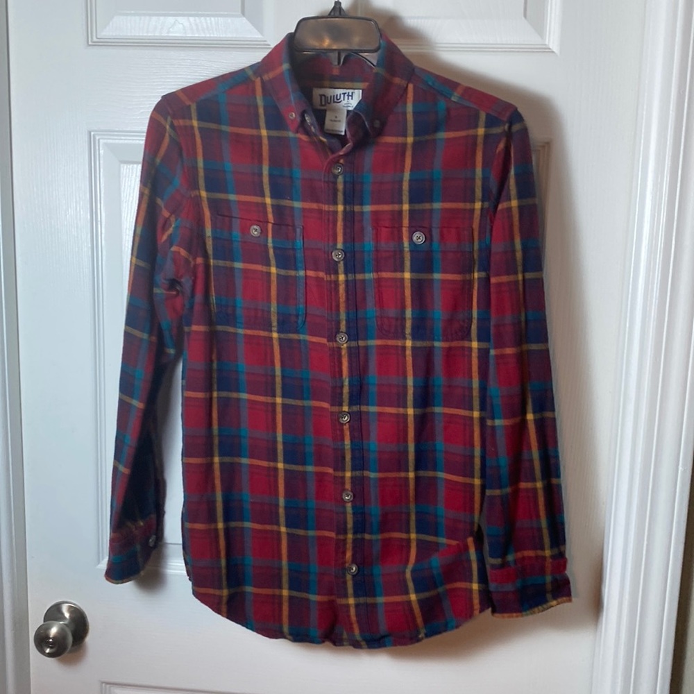 Men’s Duluth Trading Shirt Size S Slim Fit Untucked Flannel Multicolor Plaid